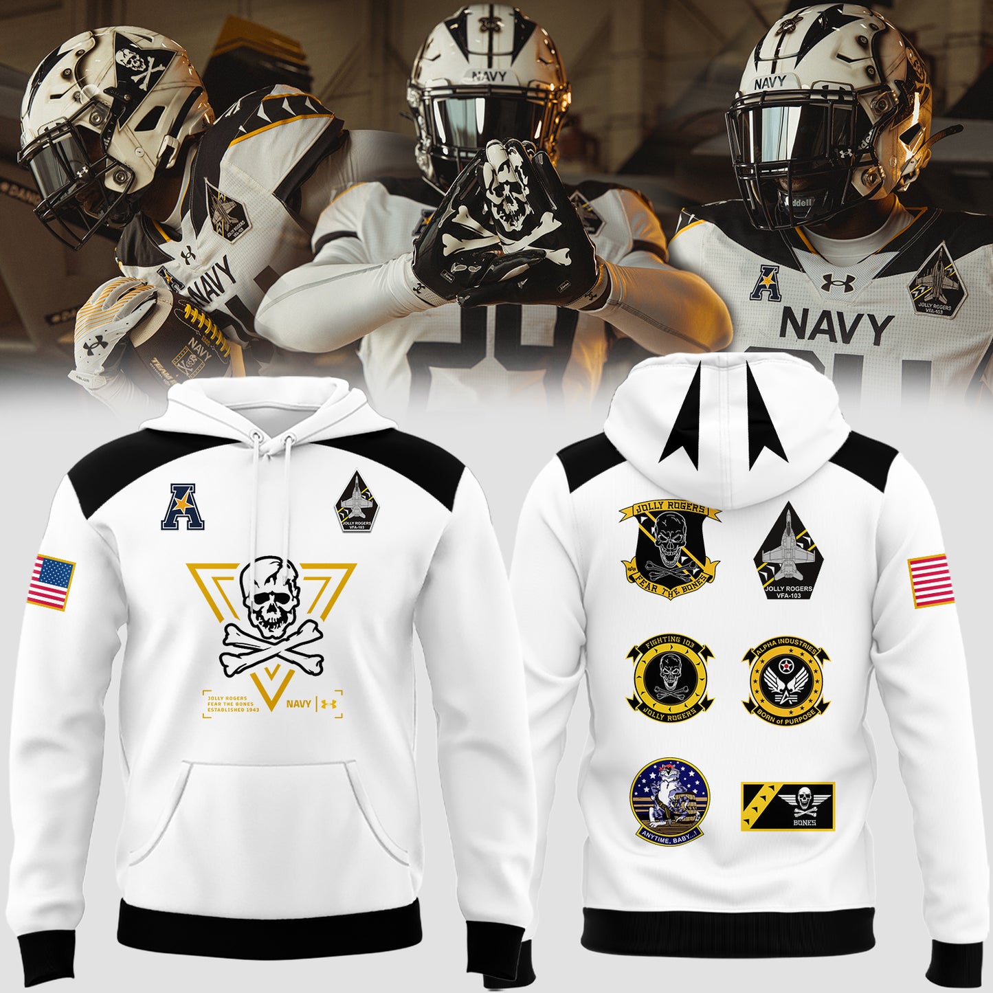 Special New Jolly Rogers Navy FB Hoodie