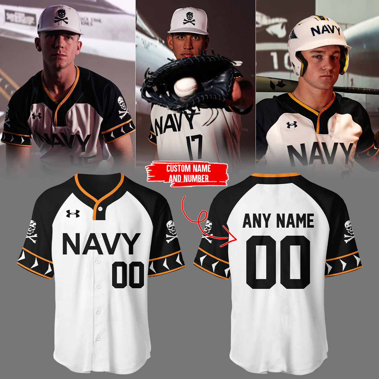 Navy Midshipmen Baseball 2025 Nike Limited “Jolly Rogers” Custom Jersey