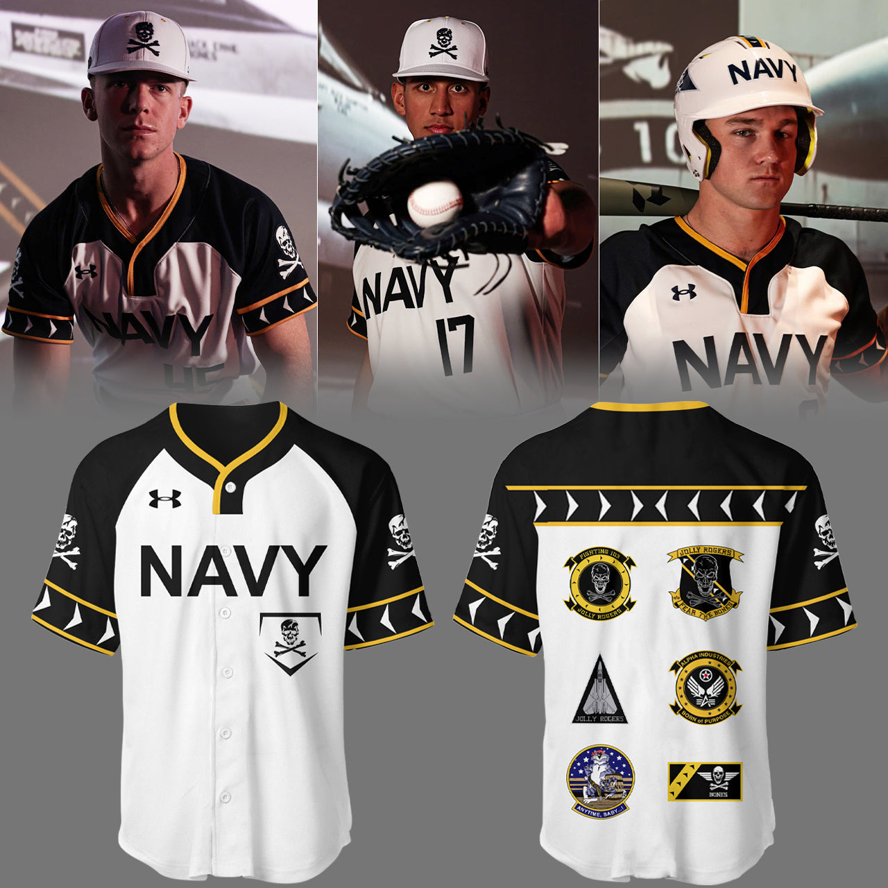 Navy Midshipmen Baseball 2025 Nike Limited “Jolly Rogers” Custom Jersey