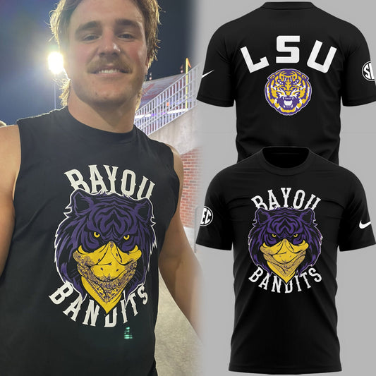 LSU Tigers Football Bayou Bandits Logo Black Limited Edition TShirt