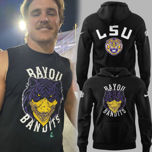 LSU Tigers Football Bayou Bandits Logo Black Limited Edition Hoodie