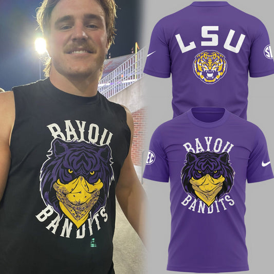 LSU Tigers Football Bayou Bandits Logo Black Limited Edition TShirt