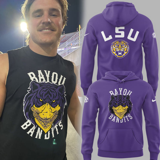 LSU Tigers Football Bayou Bandits Logo Black Limited Edition Hoodie