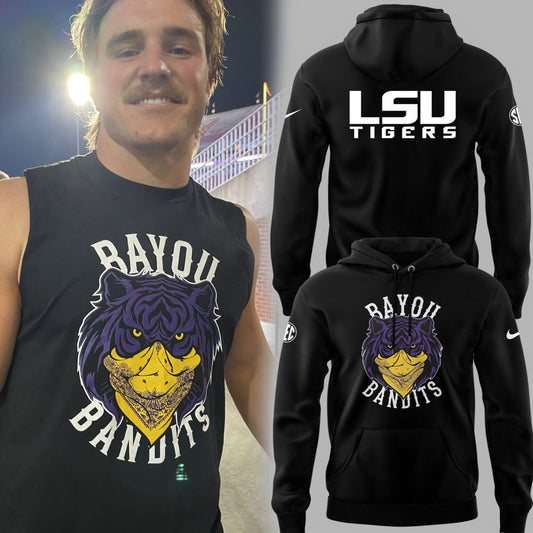LSU Tigers Football Bayou Bandits Logo Black Limited Edition Hoodie