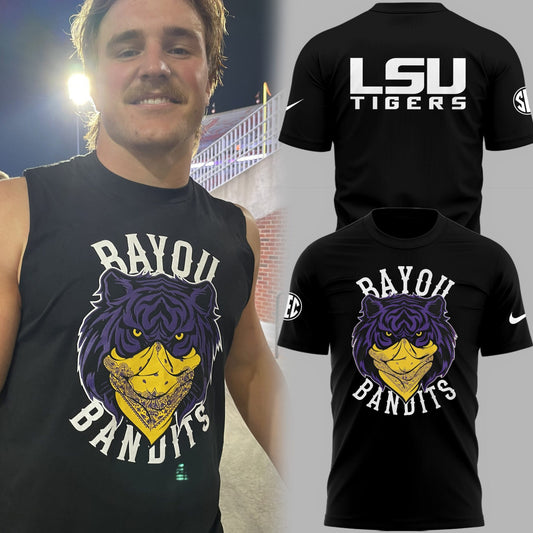 LSU Tigers Football Bayou Bandits Logo Black Limited Edition TShirt