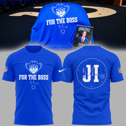 Limited Edition Colts FB In honor of Jim “For The Boss” Black TShirt