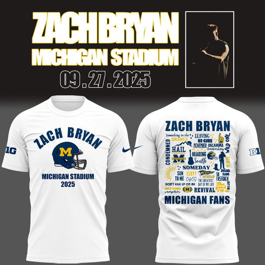 Limited Edition Michigan Fb Zach “The Quittin’ Time Tour 2025” Michigan Stadium TShirt