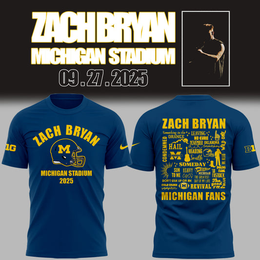 Limited Edition Michigan Fb Zach “The Quittin’ Time Tour 2025” Michigan Stadium TShirt