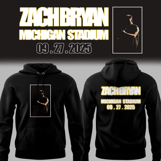 Limited Edition Michigan Fb Zach “The Quittin’ Time Tour 2025” Michigan Stadium Black Hoodie
