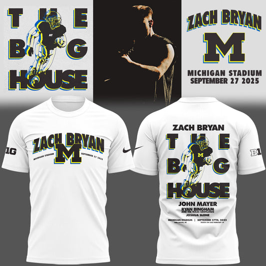Limited Edition Michigan Fb Zach “The Quittin’ Time Tour 2025” Michigan Stadium TShirt