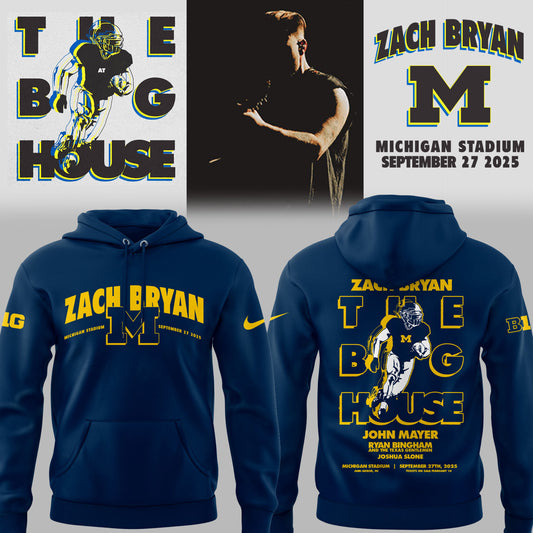 Limited Edition Michigan Fb Zach “The Quittin’ Time Tour 2025” Michigan Stadium Hoodie