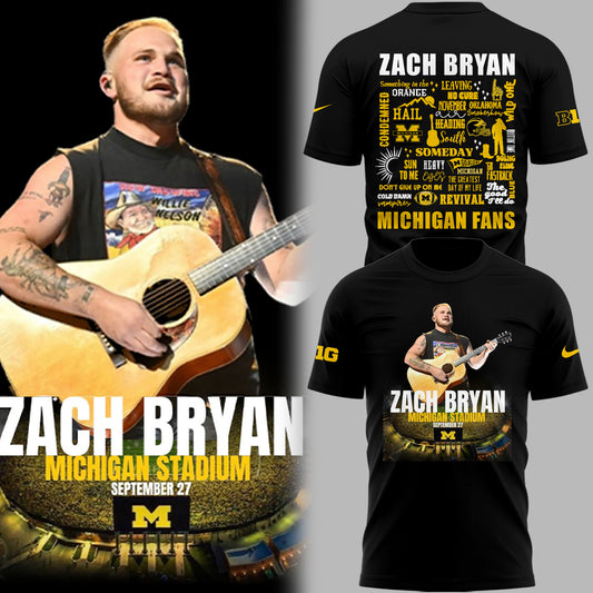 Limited Edition Michigan Fb Zach “The Quittin’ Time Tour 2025” Michigan Stadium TShirt