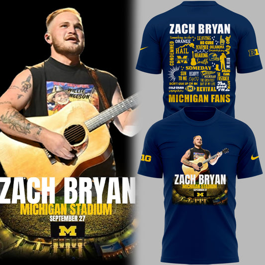 Limited Edition Michigan Fb Zach “The Quittin’ Time Tour 2025” Michigan Stadium TShirt