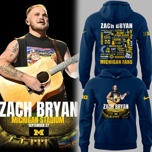 Limited Edition Michigan Fb Zach “The Quittin’ Time Tour 2025” Michigan Stadium Hoodie