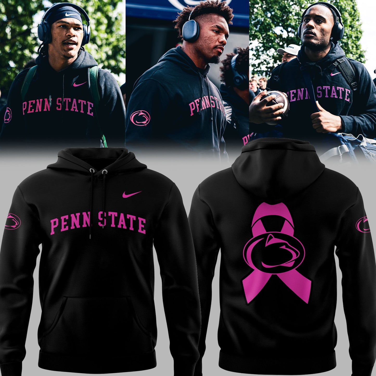 Limited Edition Penn ST Football Beat Cancer Black Hoodie