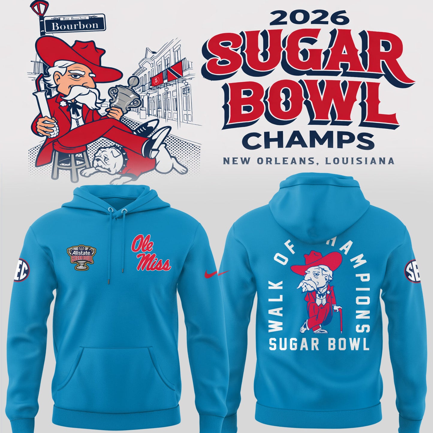 Ole Miss Rebels 2026 Sugar Bowl Champions Limited Edition Combo Hoodie