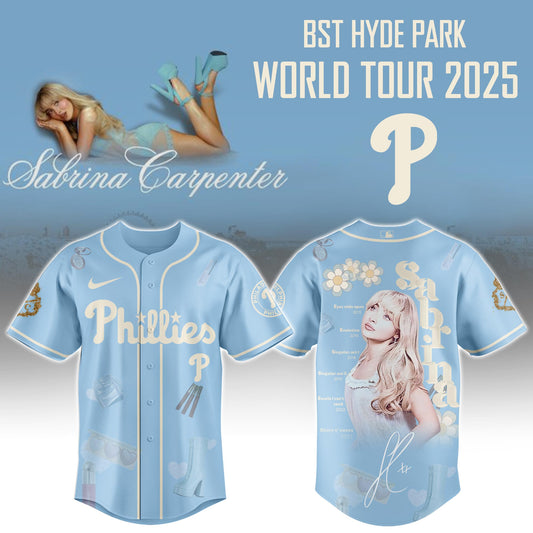 P Phillies x Sabrina Carpenter “Short n’ Sweet Tour” Jersey Editions Limited +Selling Out Fast