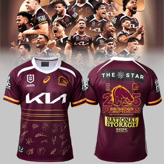 Brisbane Broncos Champions NRL 2025 Limited Edition Signed Jersey