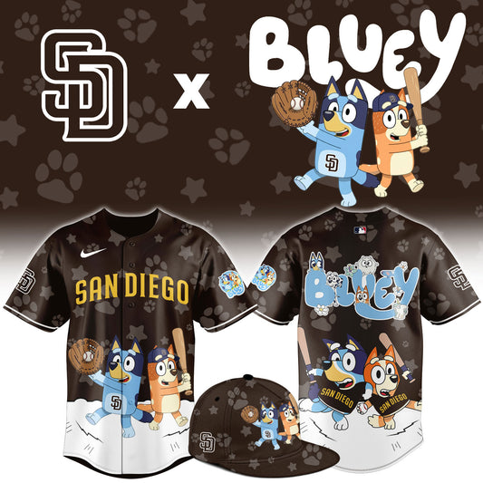 SD.Padres Bluey Night Limited Baseball Brown Jersey
