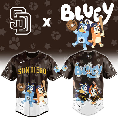 SD.Padres Bluey Night Limited Baseball Brown Jersey