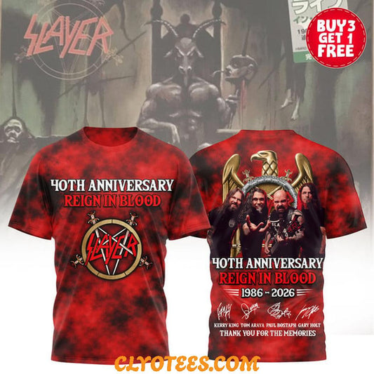 SLAYER Reign in Blood 40th Anniversary Limited Edition T-Shirt