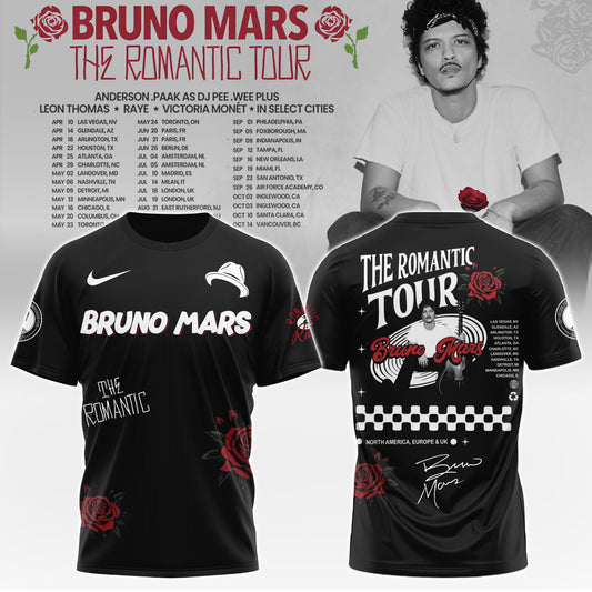 Bruno Mars "The Romantic Tour" 2026 T-shirt