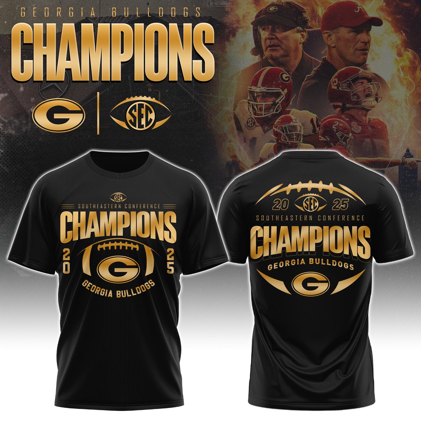 Georgia Bulldogs 2025 SEC Conference Champions Combo T-Shirt