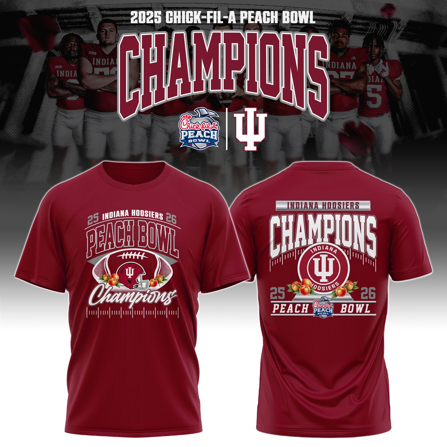 Indiana Hoosiers Football Champions Peach Bowl 2025/26 T-Shirt