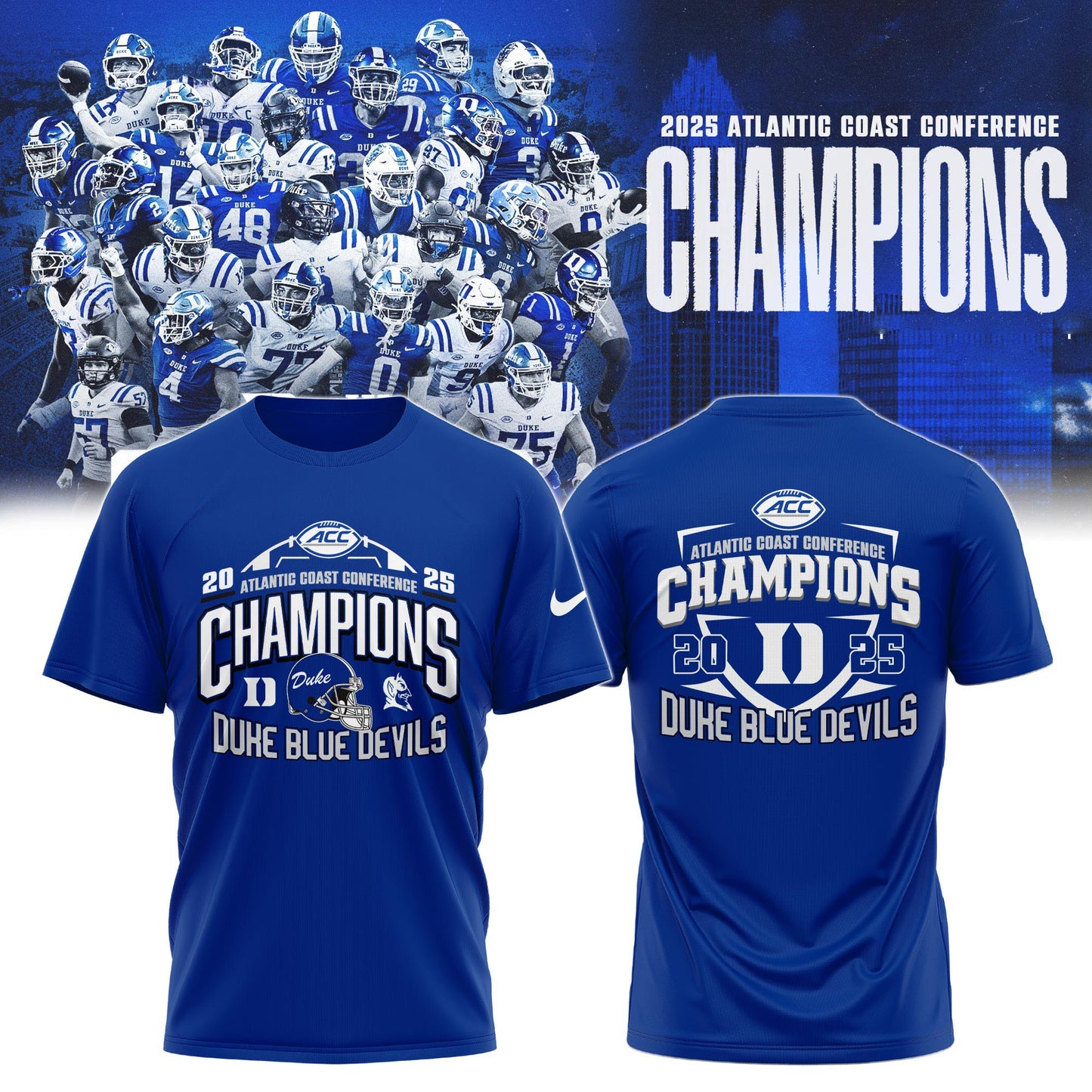 Duke Blue Devils football 2025 ACC Champs Combo T-Shirt