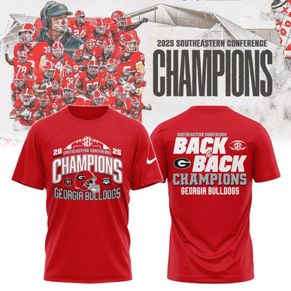 Georgia Bulldogs 2025 SEC Conference Champions Combo T-Shirt