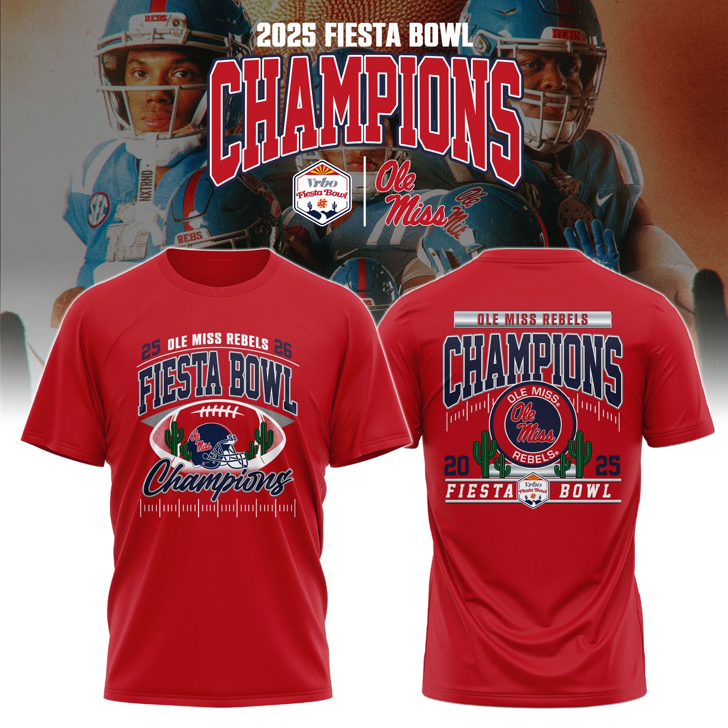 Ole Miss Rebels Special Fiesta Bowl Champions Limited Edition Combo T.shirt