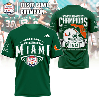 Miami Hurricanes College Football Playoff 2025 Fiesta Bowl Champions Combo T-Shirt