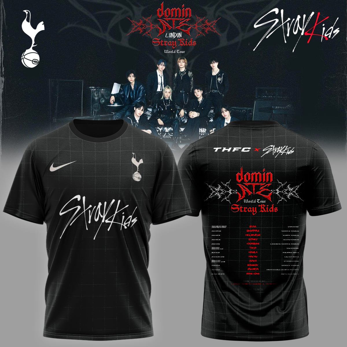 Limited Edition Tottenham Hotspur x Stray Kids Show Black TShirt