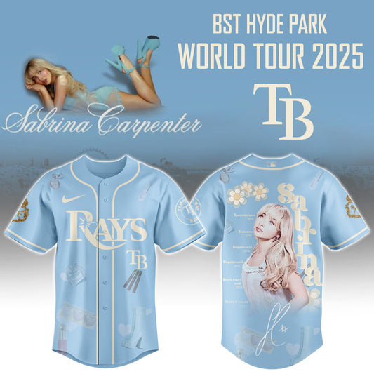 T B Rays x Sabrina Carpenter “Short n’ Sweet Tour” Jersey Editions Limited +Selling Out Fast