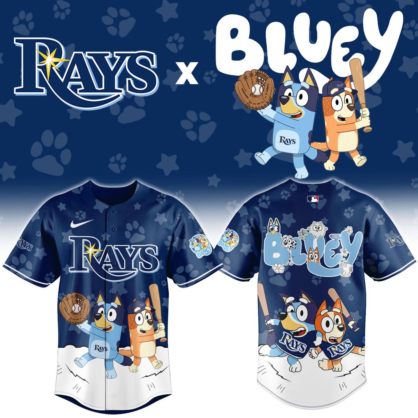 TB.Rays Bluey Night Limited Baseball Jersey