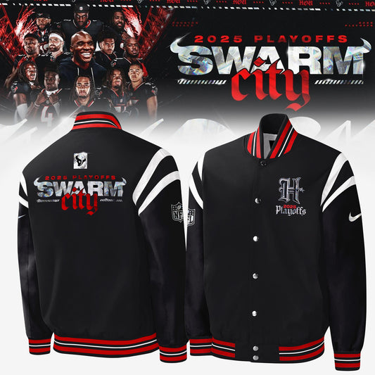 Houston Texans 2025 NFL Playoffs S.W.A.R.M. City Special Edition Bomber Jacket
