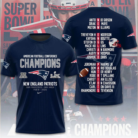 New England Patriots 2025 AFC Conference Champions T-shirt