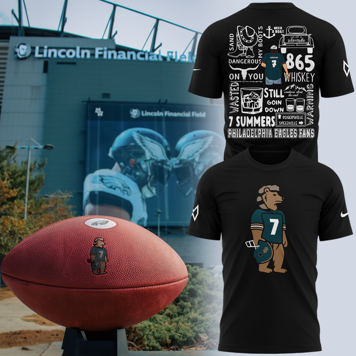 Limited Edition Philadelphia Eagles x Morgan Wallen Black Tshirt