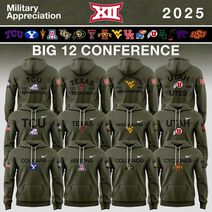 Flash ⚡️ Sale! Big 12 Conference Teams 2025 Military Appreciation Limited Edition Hoodie