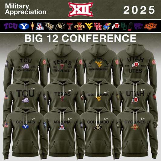 Flash ⚡️ Sale! Big 12 Conference Teams 2025 Military Appreciation Limited Edition Hoodie