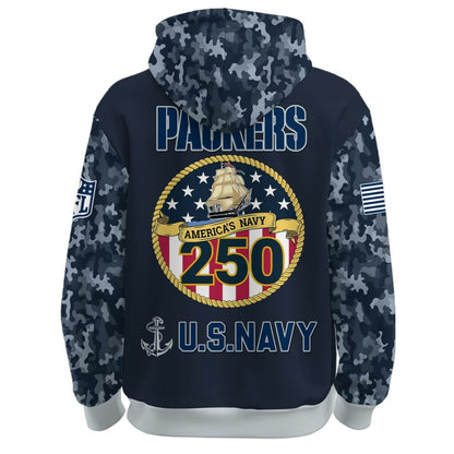Green Bay Packers Navy 250th Birthday Hoodie Limited Edions