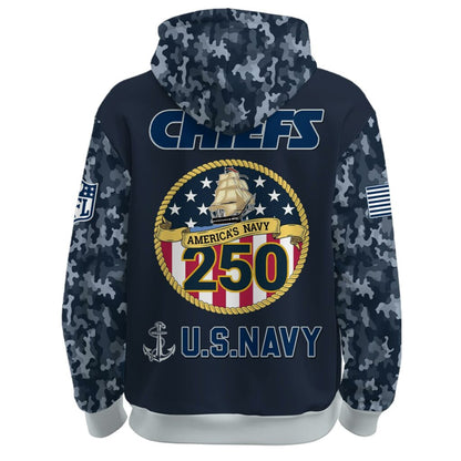 Kansas City Chiefs Navy 250th Birthday Hoodie Limited Edions