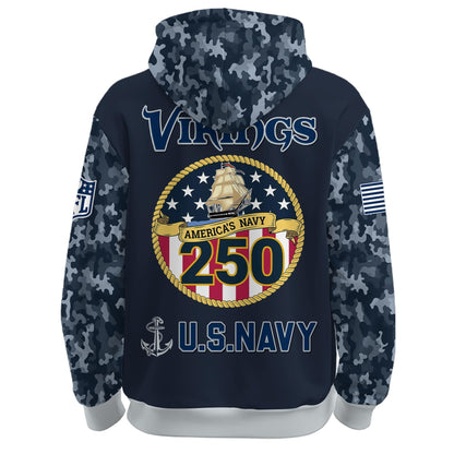 Minnesota Vikings Navy 250th Birthday Hoodie Limited Edions