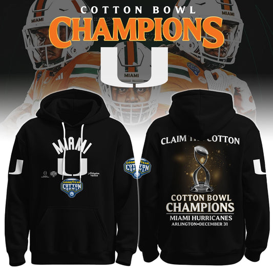 Miami Hurricanes Football Cotton Bowl Champions 2025 Combo Hoodie