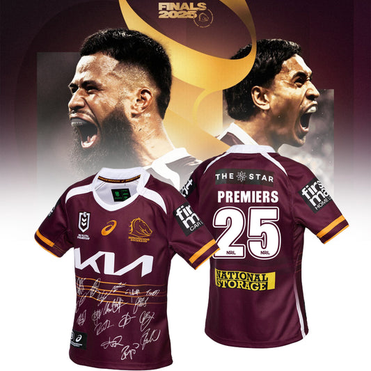 Brisbane Broncos Champions NRL 2025 Limited Edition Signed Jersey