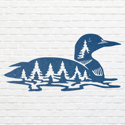 Loon Tree Line Metal Art, Lake House Metal Wall Art , Outdoor Garden Stake, Garden Decor, Birds Wall Art, Housewarming Gift