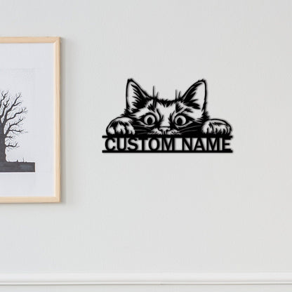 Cat Metal Sign,Cat Wall Art,Custom Cat Name Sign,Pet Lover Gift,Personalized Cat Sign,Cat Wall Decor,Room Decoration,Indoor Decor
