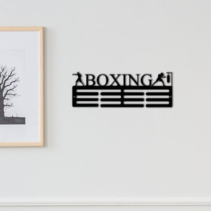 Custom Boxing Medal Hanger Metal Sign,Personalized Boxing Medal Hanger Display,2 Rungs For Medal & Ribbons,Boxing Medal Hanger Wall Art
