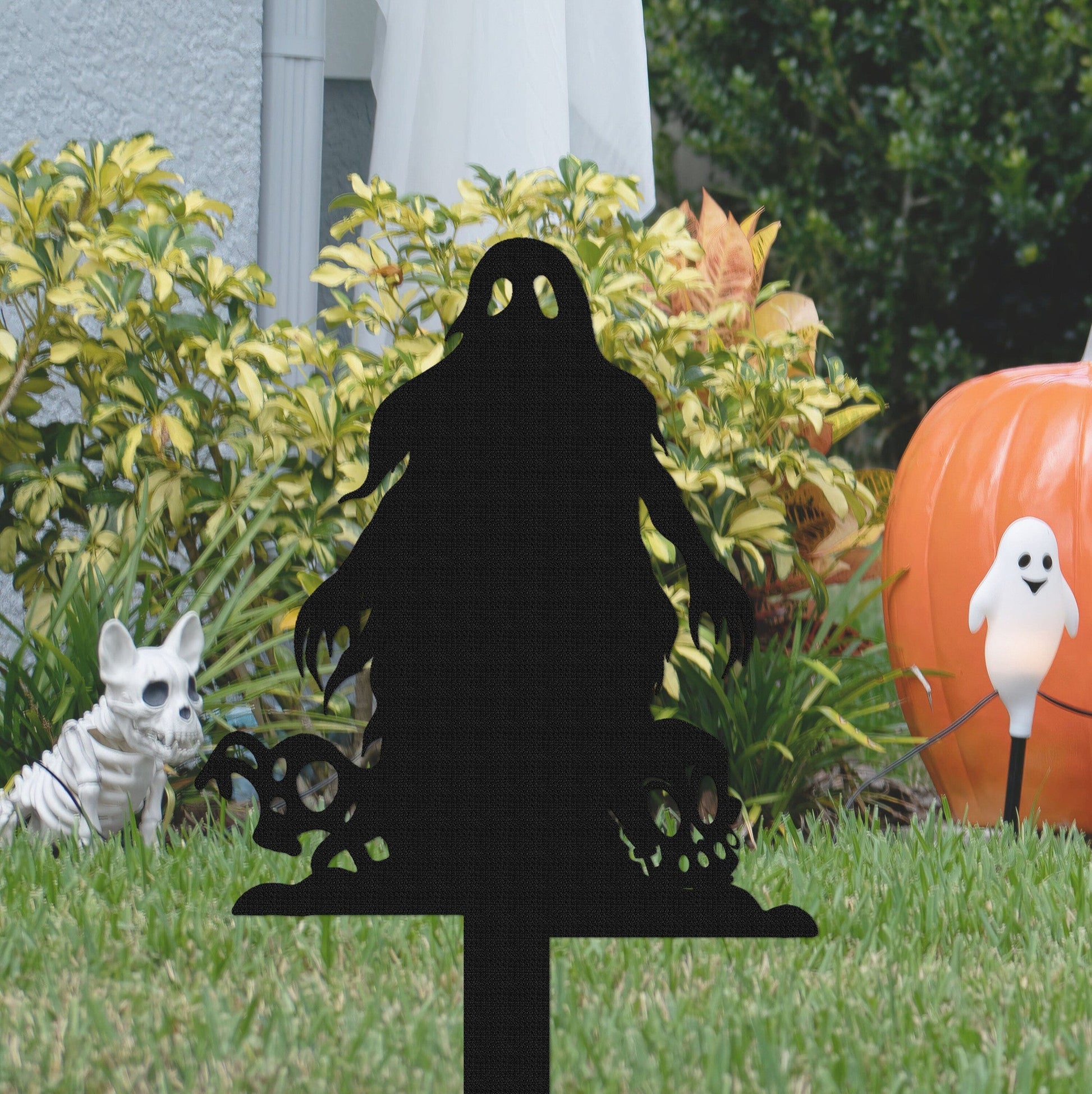 Halloween Skull Metal Sign Stake,Halloween Gift,Halloween Yard Decor,Skull Halloween GardenStake,Thanksgiving day gift,Sign with Stake