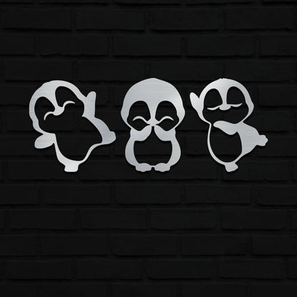 Metal Baby Penguins Sign, Penguins Sign, Metal Penguin Sign, Metal Wall Art, Metal Sign, Housewarming Sign, Outdoor Decor, Outdoor Sign